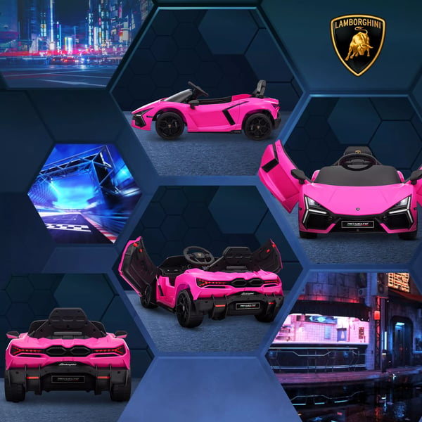 AIYAPLAY Lamborghini Revuelto 12V lasten sähköauto, Vaaleanpunainen