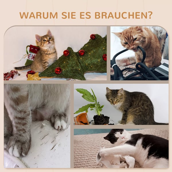 PawHut Vægmonteret Klatrevægssæt til Katte, 3-delt, med Kradsebræt og Springbrætter, Beige, 5 kg