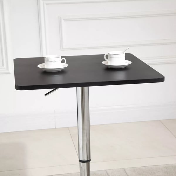HOMCOM Barbord Hxjdejusterbar med Drejelig Bordplade, Sort Metal & MDF, 60x60x69-93 cm