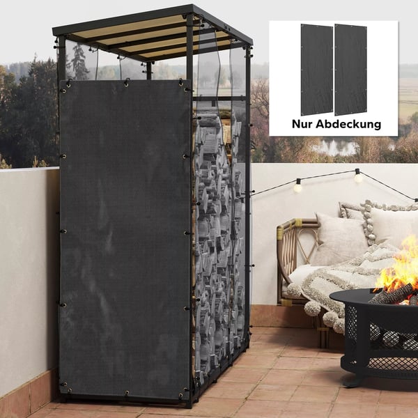 Outsunny 2 stk. Brændebække, Vandtæt 600D Oxfordpolyester, Sort, 148 x 62 cm