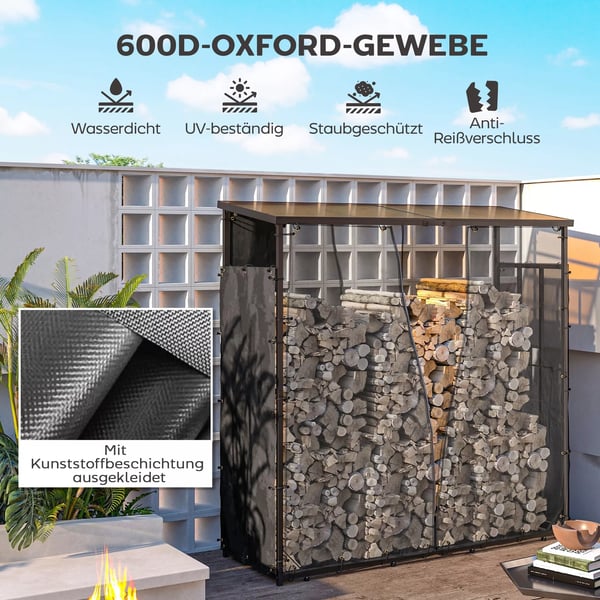 Outsunny 2 stk. Brændebække, Vandtæt 600D Oxfordpolyester, Sort, 148 x 62 cm