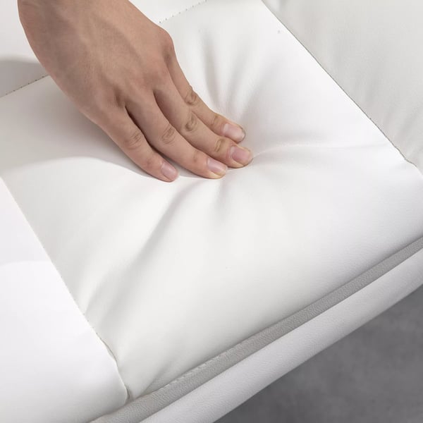HOMCOM kontorstol, ergonomisk, hvid kunstlæder, med fodstøtte og lændestøtte