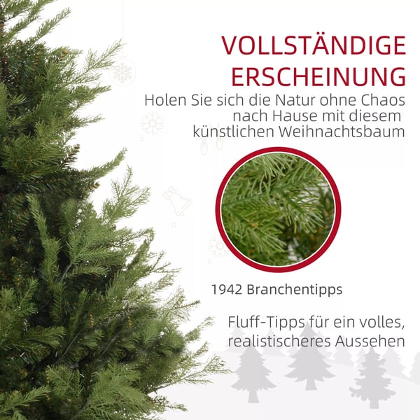 Kunstigt Juletræ 180 cm Grøn Plastik/Metal Tæt Gren Med 1290 Spidser Realistisk Julestemning