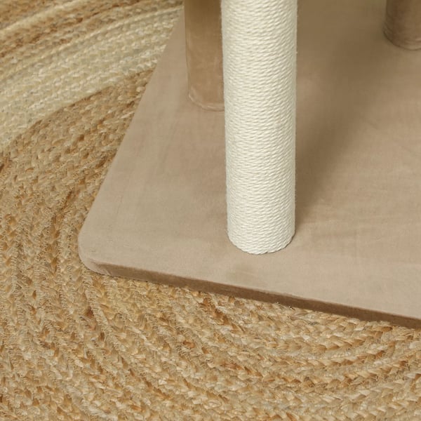 Kradsetræ 86 cm til Katte - med Springplatform, Seng, Legbold, Jute og Plys - Farve Kaffe - Perfekt til Katte op til 7 kg