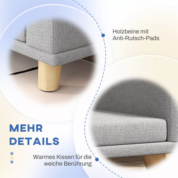 PawHut Hundesofa Kæledyrsseng med Pude, Grå Polyester Luksus Hundesofa, 98 x 67 x 25 cm