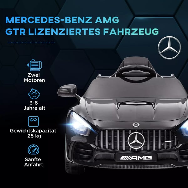 AIYAPLAY 12V lasten sähköauto Mercedes-Benz AMG GTR, FI Bluetooth, Kaukosäädin, MP3, Musta