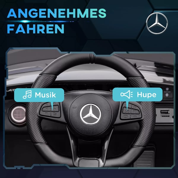 AIYAPLAY 12V lasten sähköauto Mercedes-Benz AMG GTR, FI Bluetooth, Kaukosäädin, MP3, Musta