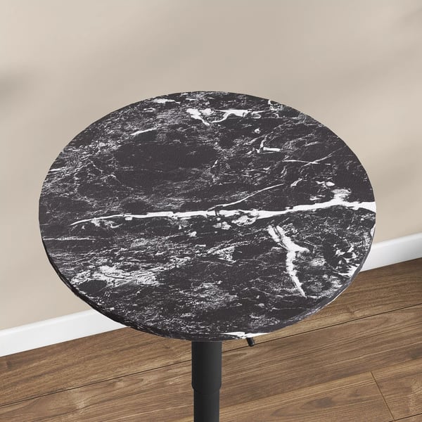HOMCOM Säädettävä baaripöytä pyöreä musta marmoriefektillä, korkeus säädettävä 68-93.5cm, DK60x68-93.5cm