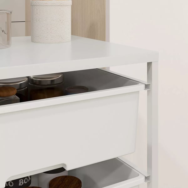 HOMCOM Rullebord, Serveringsvogn med 3 hylder, Hvid, Plastik, 40,8 x 33,5 x 60,5 cm