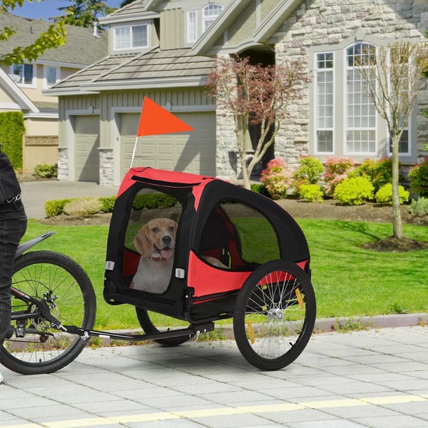 PawHut Cykelanhænger til Hund, Foldbar, Vandafvisende, Rød, Polyester, 15,5 kg