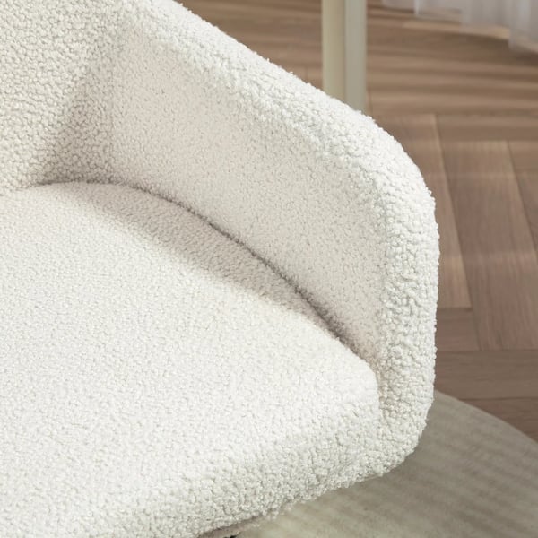 HOMCOM kontorstol i cremefarvet polyester med justerbar hjde og 360° drejefunktion