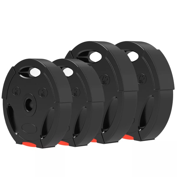 SPORTNOW 4-delars set hantelvikter, 2 x 5 kg/7,5 kg vikter, set med viktplattor, viktplattor för 2,5 cm hantelstång, Ø 30 mm hål, svart