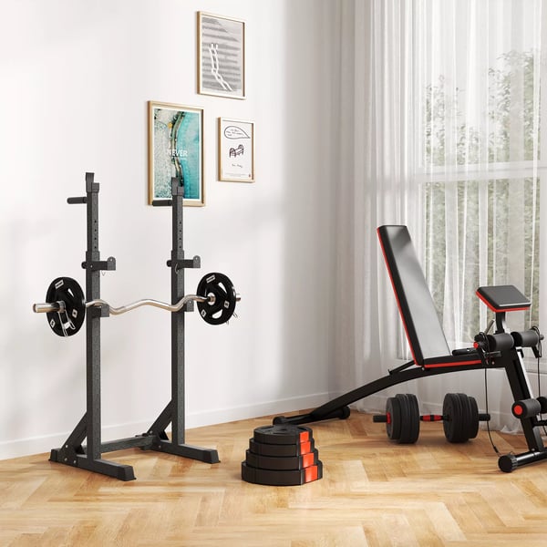 SPORTNOW 4-pak vægtskivesæt, 2 x 5 kg/7,5 kg vægte, vægtskiver til 2,5 cm vægtstang, Ø 30 mm hul, sort