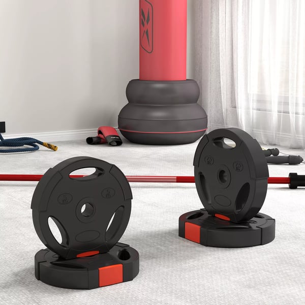 SPORTNOW 4-pak vægtskivesæt, 2 x 5 kg/7,5 kg vægte, vægtskiver til 2,5 cm vægtstang, Ø 30 mm hul, sort