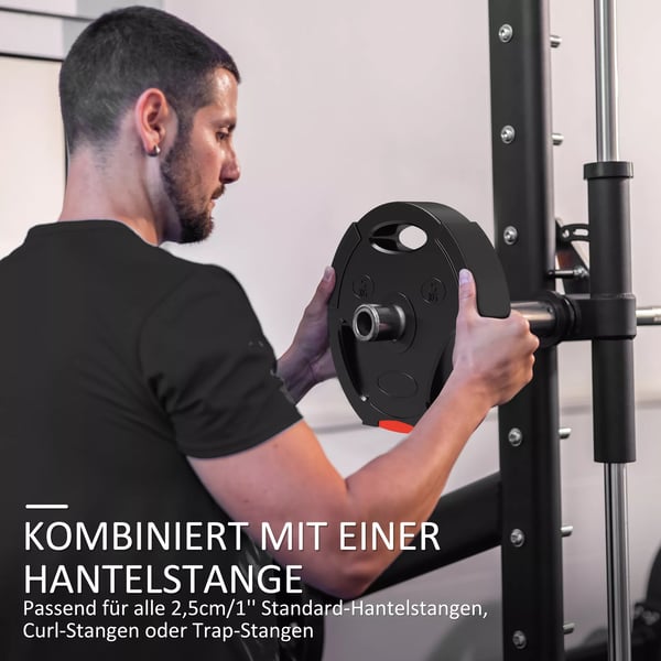 SPORTNOW 4-pak vægtskivesæt, 2 x 5 kg/7,5 kg vægte, vægtskiver til 2,5 cm vægtstang, Ø 30 mm hul, sort