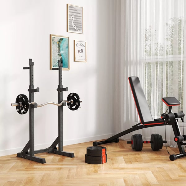 SPORTNOW 4-styk sæt vægtskiver, 2 x 2,5 kg/5 kg vægte, vægtskivesæt, vægtskiver til 2,5 cm vægtstang, Ø 25/30 mm hul, sort
