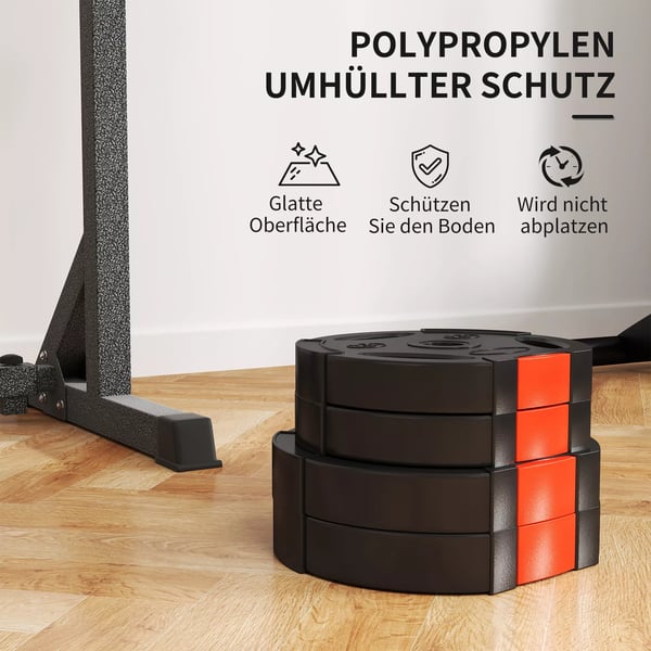 SPORTNOW 4-styk sæt vægtskiver, 2 x 2,5 kg/5 kg vægte, vægtskivesæt, vægtskiver til 2,5 cm vægtstang, Ø 25/30 mm hul, sort