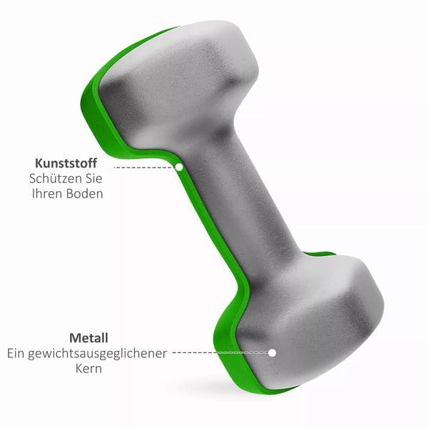 SPORTNOW 6-delt Håndvægtsæt med Stativ - 3, 4, 5 kg par - Metal/Plast - Grå/Grøn/Turkis