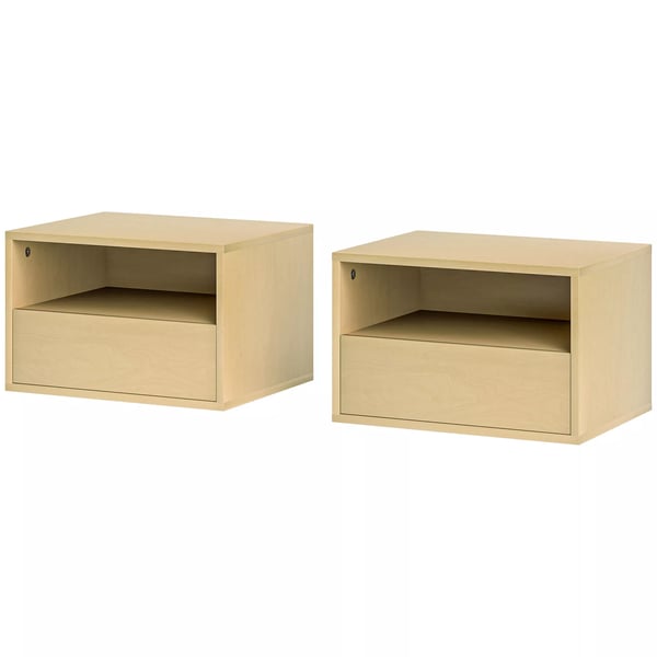 HOMCOM 2 kpl ripustettavia y03p03kaappeja, kelluva y03p03kaappi laatikolla, avohylly, sein4kaappi makuuhuoneeseen, olohuoneeseen, 45 x 35 x 27,5 cm, l