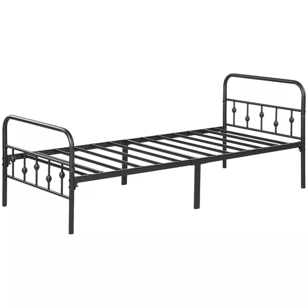 Metal Senge Ramme 200x90 cm - Sort Foldbar Sengebund med Opbevaring