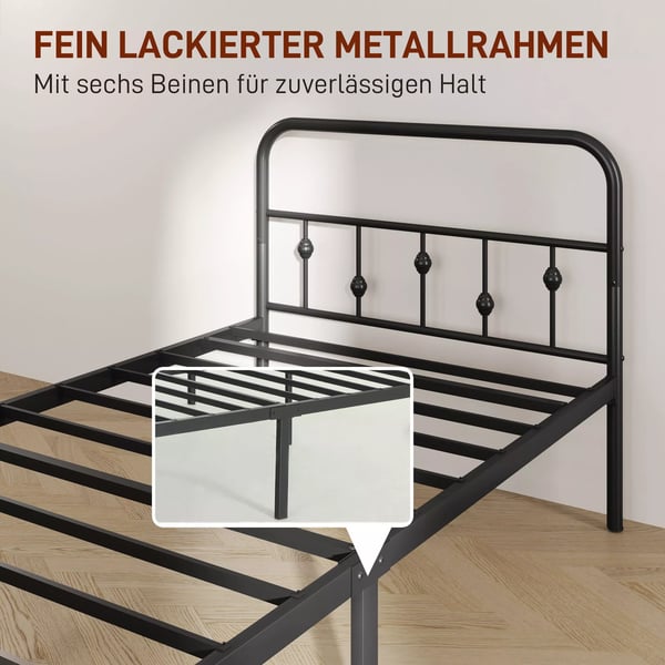 Metal Senge Ramme 200x90 cm - Sort Foldbar Sengebund med Opbevaring
