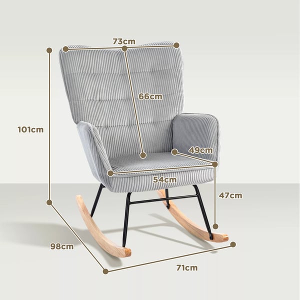 HOMCOM Gyngestol Lysegrå, Komfortabel Loungestol med Træstel og Polstring, 98x71x101 cm