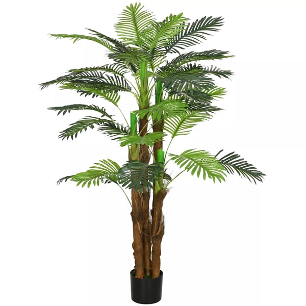 HOMCOM Konstgjord Palm, 160 cm med 36 blad, Grön Plast - Konstgjord Växt för Inomhus/Utomhus