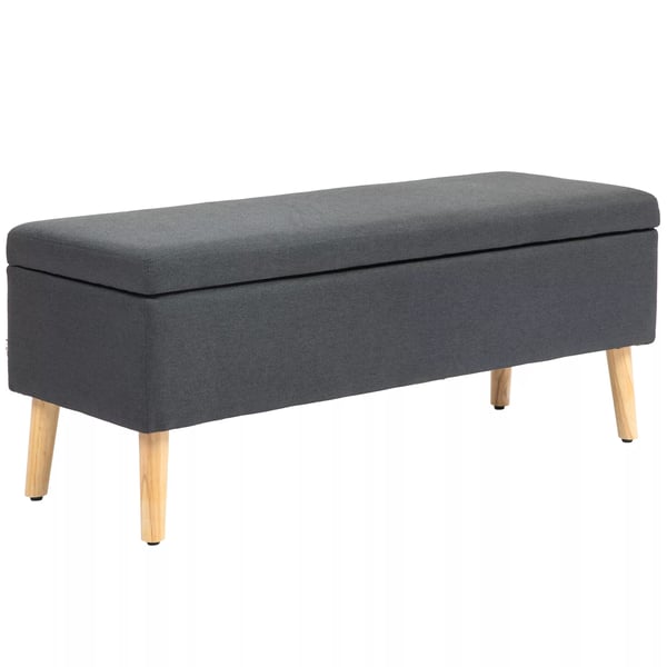 Pehmustettu Säilytyspenkki, Pellavainen, Tummmanharmaa, 110x39x45 cm
