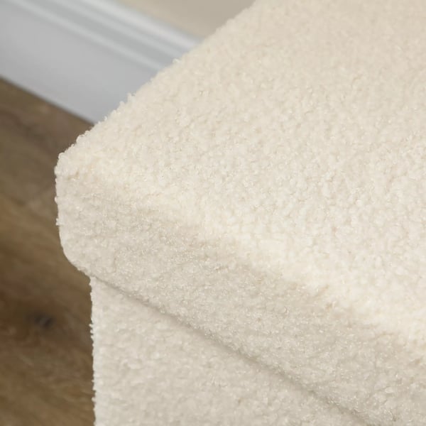 HOMCOM Foldbar Opbevaringsbænk i Cremefarvet Polyester, 76 x 38 x 38 cm