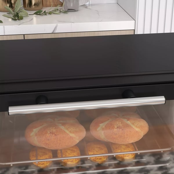 HOMCOM Miniovn 9L - Kompakt Ovn i Sort Rustfrit Stål med Bageplade og Grillrist, 750W