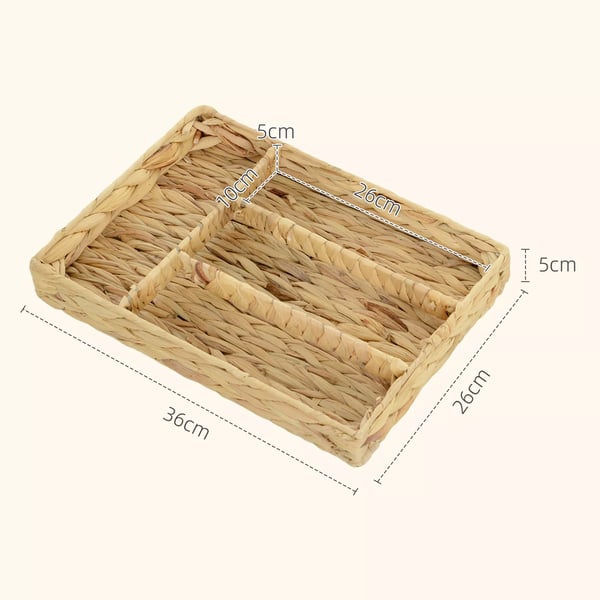 HOMCOM 2 stk. Opbevaringskurve i vandhyacint, flettede naturtræ kurve, 36x26x5 cm