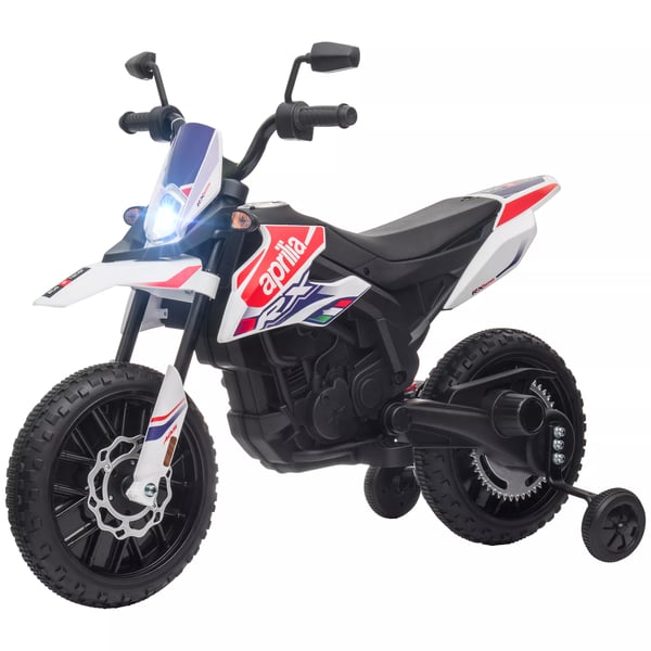 Elmotorcykel til Børn, 12V, Musik og Lys, 6 km/t, Hvid Plastik