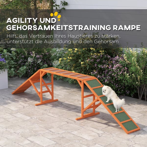 PawHut Hund Agility Bro af Grantræ, Orange, 325x55x69 cm