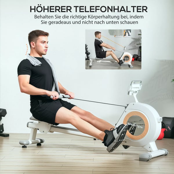 magneettinen soutulaite kotiin, 16 vastustasoa, teräsrunko, 150 kg kantavuus, valkoinen