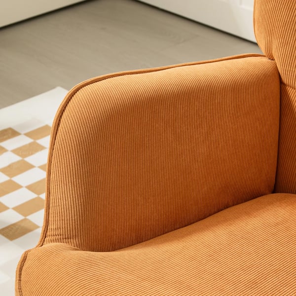 HOMCOM lænestol med skammel, øreklapstol med høj ryglæn, træben, loungestol med tuftet design, kordfløjls-look, til stuen, brun