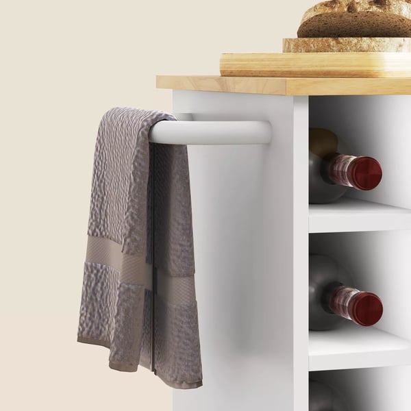 HOMCOM kkkenvogn med bordplade, hylder, vinstativer, kkkenskab, rullebord, eg, 83x40x83cm