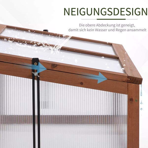 Outsunny Minidrivhus i grantræ og polycarbonat, brun, 100 x 65 x 40 cm