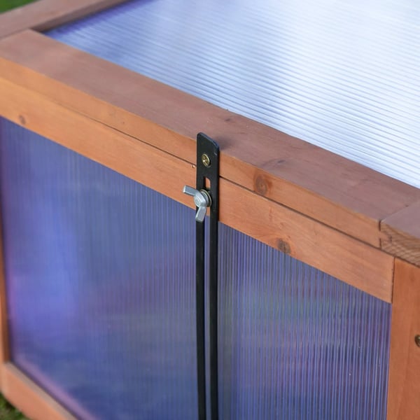 Outsunny Minidrivhus i grantræ og polycarbonat, brun, 100 x 65 x 40 cm