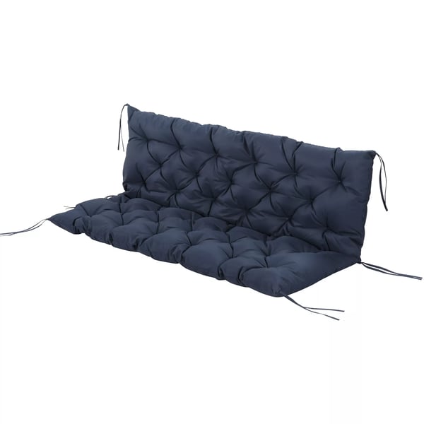 Outsunny 3-personers bænkepude 150x98x8 cm, mørkeblå polyester udendørs/indendørs stolehynde med stropper
