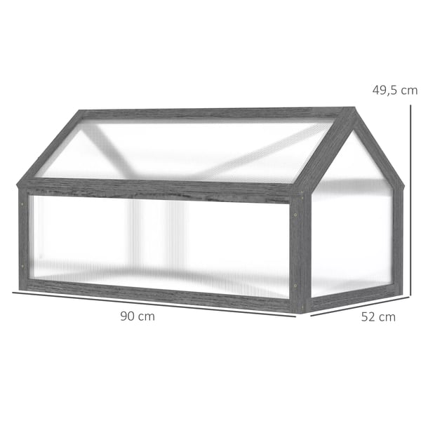 Miniväxthus i Tanneholz, Grå, 90x52x49.5 cm - Odla & Skydda Dina Växter