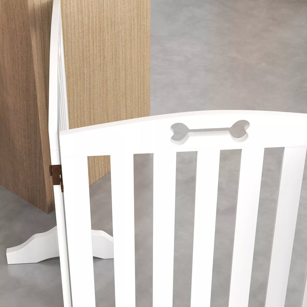 PawHut 4-osainen koiraeste, 207,5 x 61 cm, valkoinen, MDF