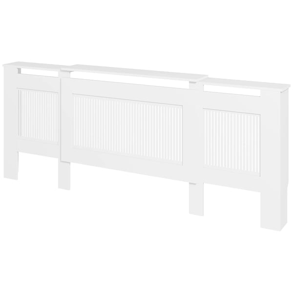 HOMCOM justerbar radiatorafskærmning med hylde, hvid MDF, 125-201 cm
