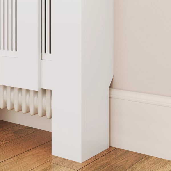 HOMCOM justerbar radiatorafskærmning med hylde, hvid MDF, 125-201 cm