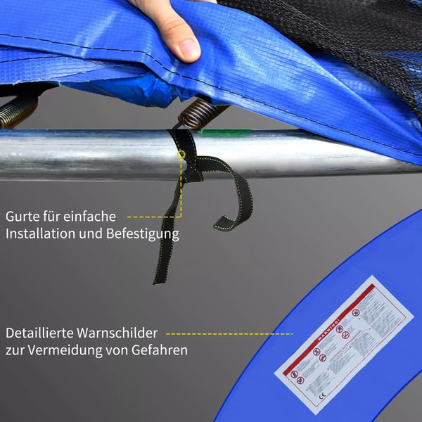 HOMCOM trampolins tilbehørssæt til kantpolstring og sikkerhedsnet, Ø 366 cm, PVC/PE, rød/gul/blå