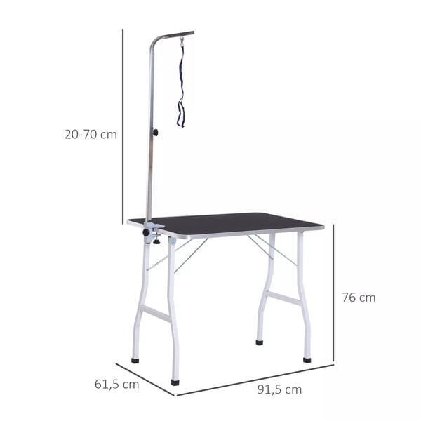 PawHut Trimmebord Hund Hundesalon Hjdejusterbar Sort Gummi, Stl