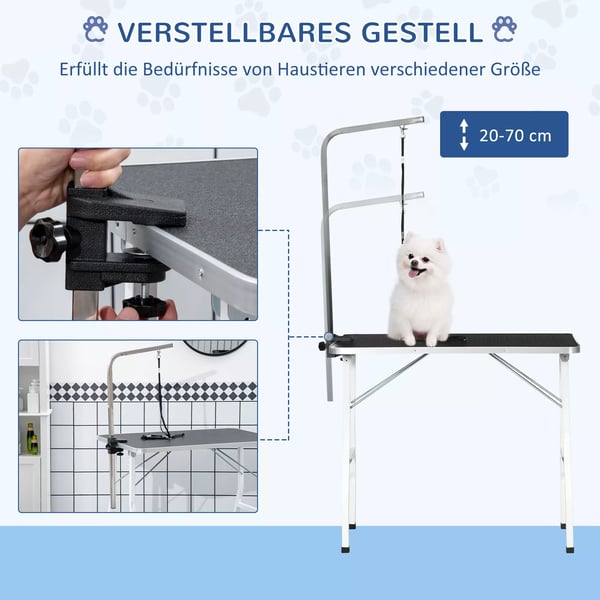 PawHut Trimmebord Hund Hundesalon Hjdejusterbar Sort Gummi, Stl