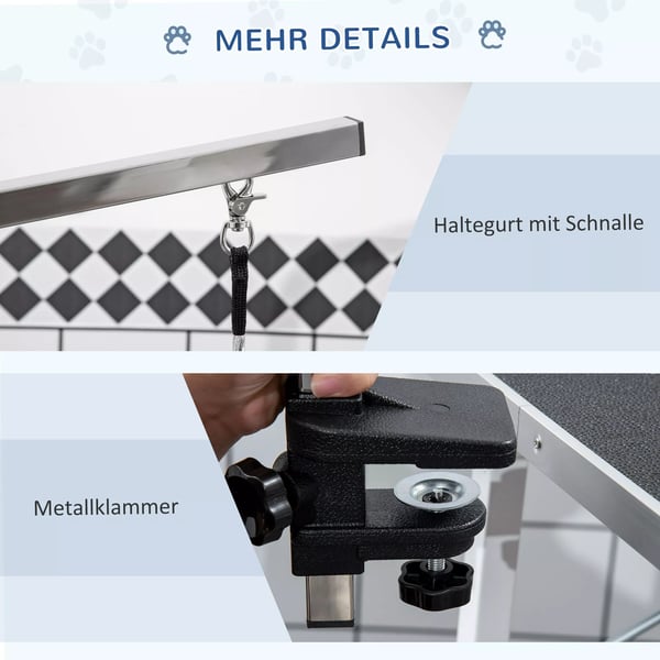 PawHut Trimmebord Hund Hundesalon Hjdejusterbar Sort Gummi, Stl