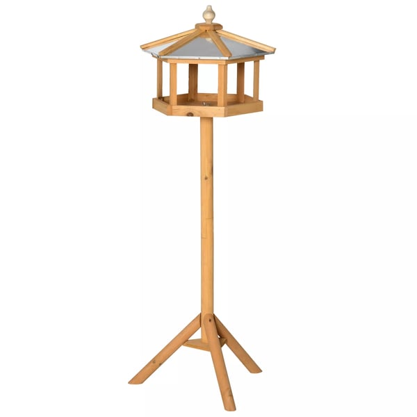 PawHut fuglehus fuglevilla foderhus med stativ og zinktag 113x40x40 cm