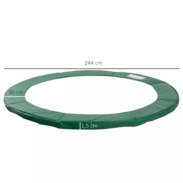 kantbeskyttelse trampolintilbehør, Ø 244 cm, vejrbestandig, PVC PE, grøn
