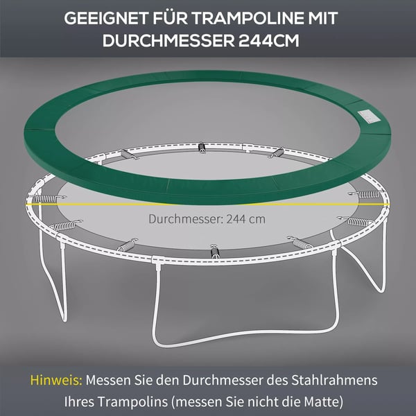 kantbeskyttelse trampolintilbehør, Ø 244 cm, vejrbestandig, PVC PE, grøn